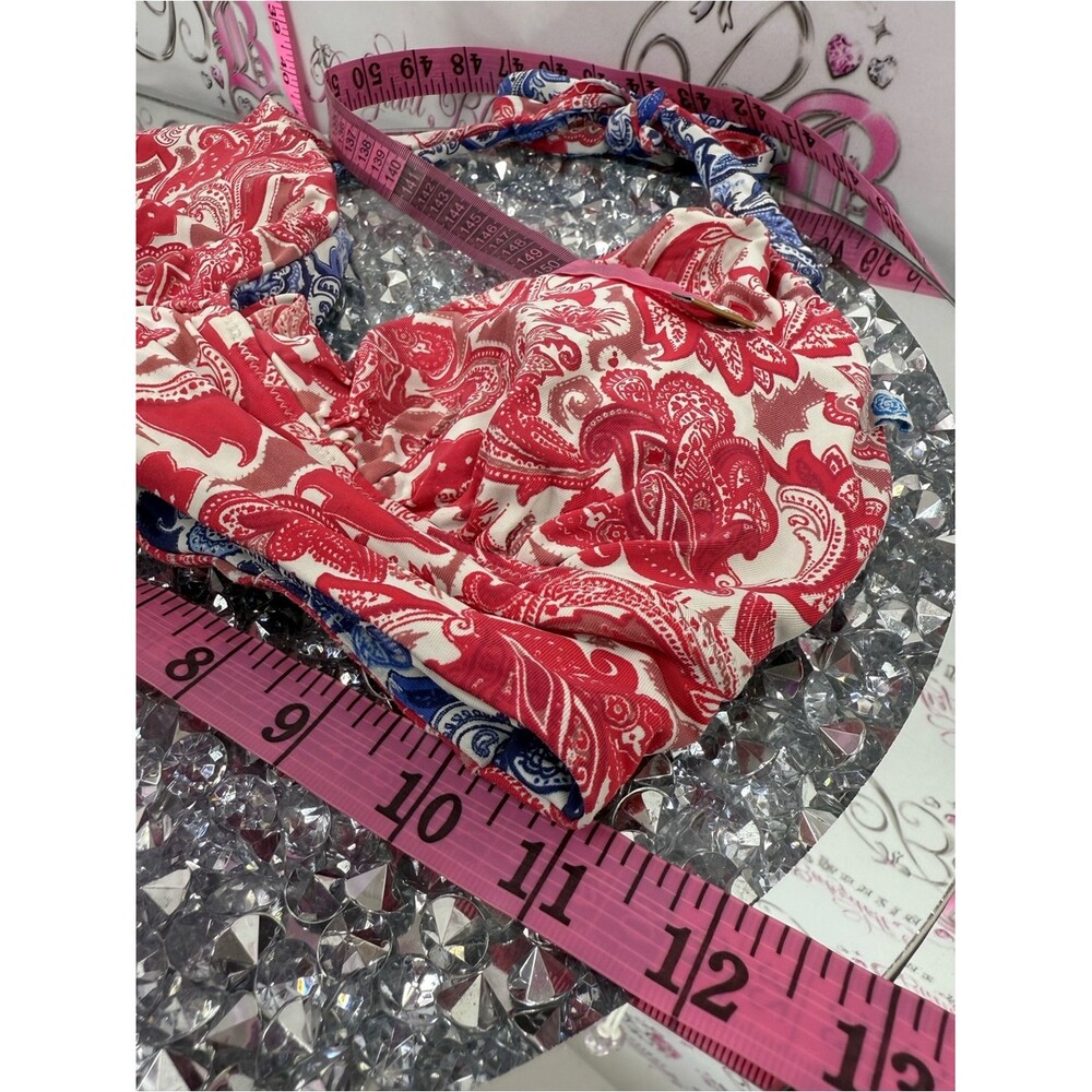 La Vie En Rose bikini top reversible Blue red White Paisley Halter Bikini Top - Picture 8 of 9